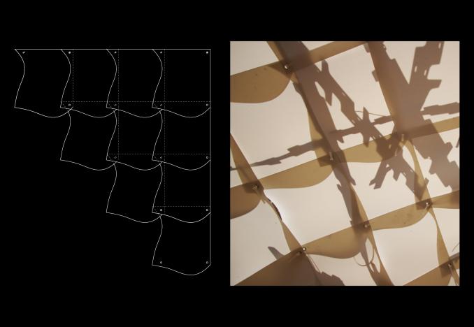 Ceiling panels made with cornstarch plastic, produced by Cereplast<br>Photograph by Keith Sirchio